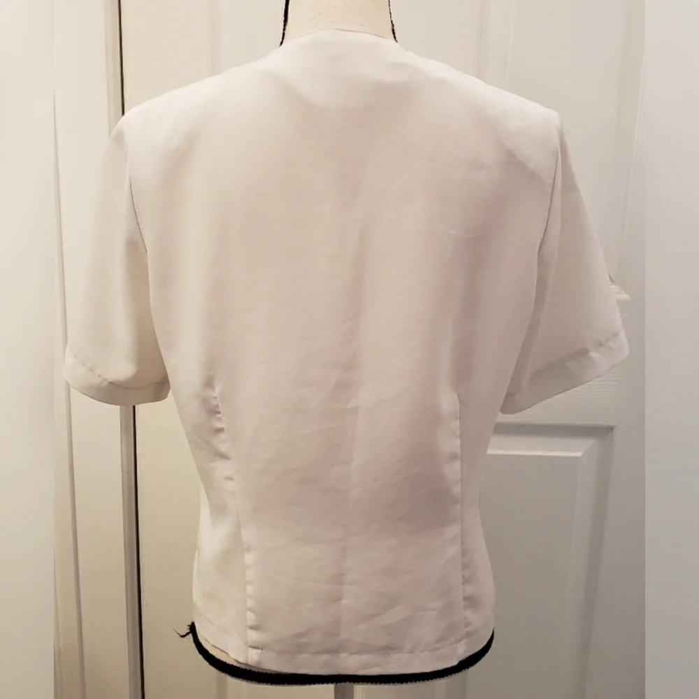 VINTAGE Christie & Jill White Lace Top Short Sleeve Women's Size 6 - Picture 2 of 3